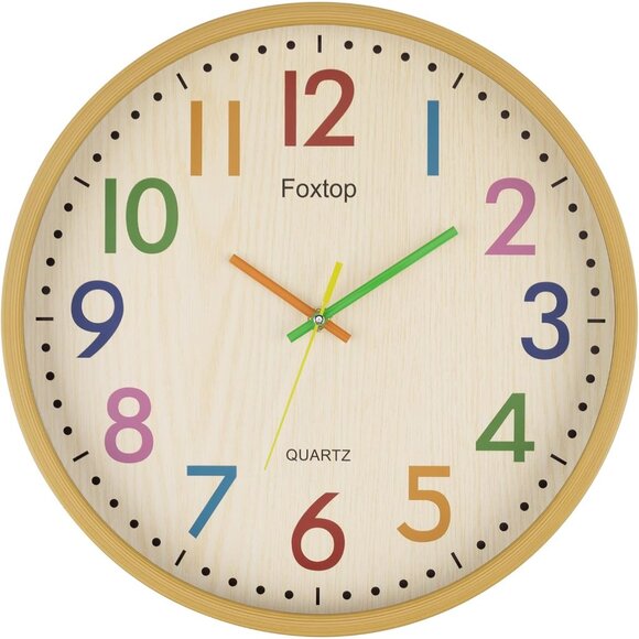 Other - 14 Inch Kids Wall Clock Silent Non-Ticking Battery Operated Colorful Childrens W